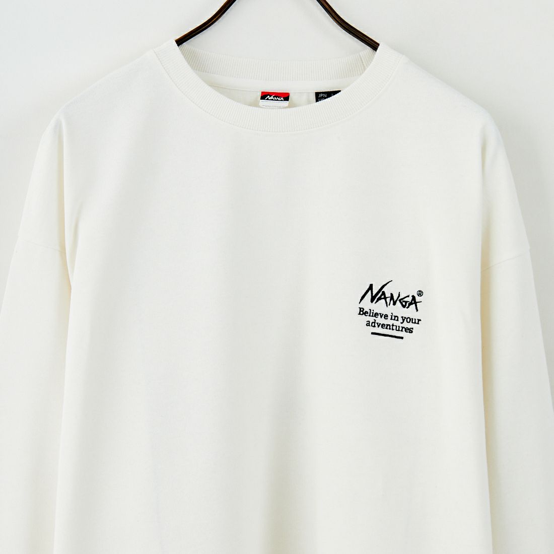 JEANSFACTORY × NANGA [ジーンズファクトリー × ナンガ] 別注 ブランドロゴ バックプリント ドローコード ロングスリーブTシャツ [NW2502-JF] WHITE