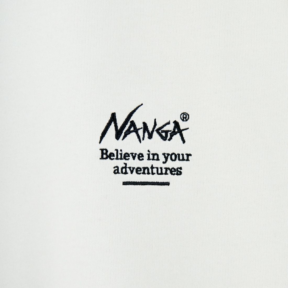 JEANSFACTORY × NANGA [ジーンズファクトリー × ナンガ] 別注 ブランドロゴ バックプリント ドローコード ロングスリーブTシャツ [NW2502-JF] WHITE