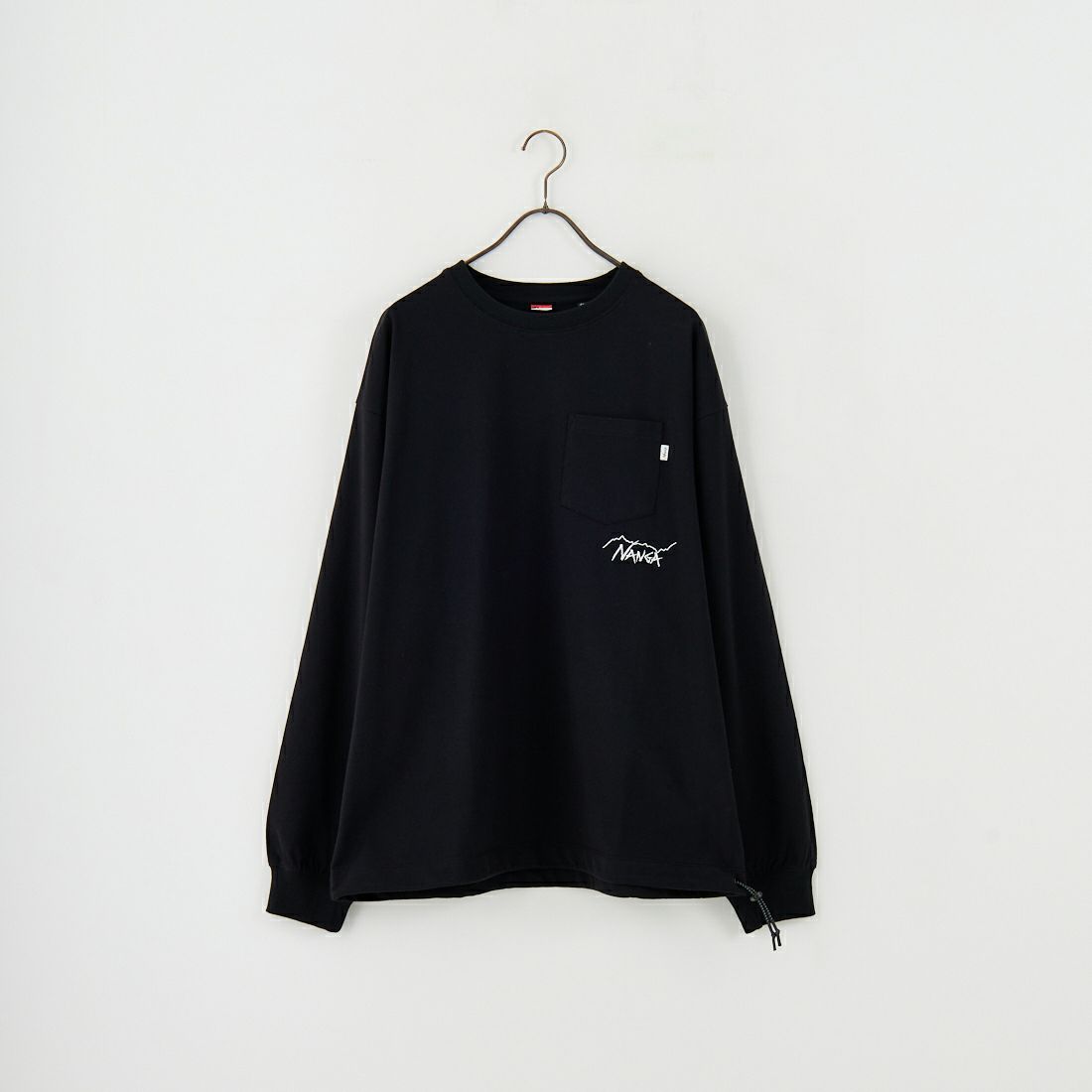 JEANSFACTORY × NANGA [ジーンズファクトリー × ナンガ] 別注 ドローコードポケット ロングスリーブTシャツ [NW2501-JF] BLACK