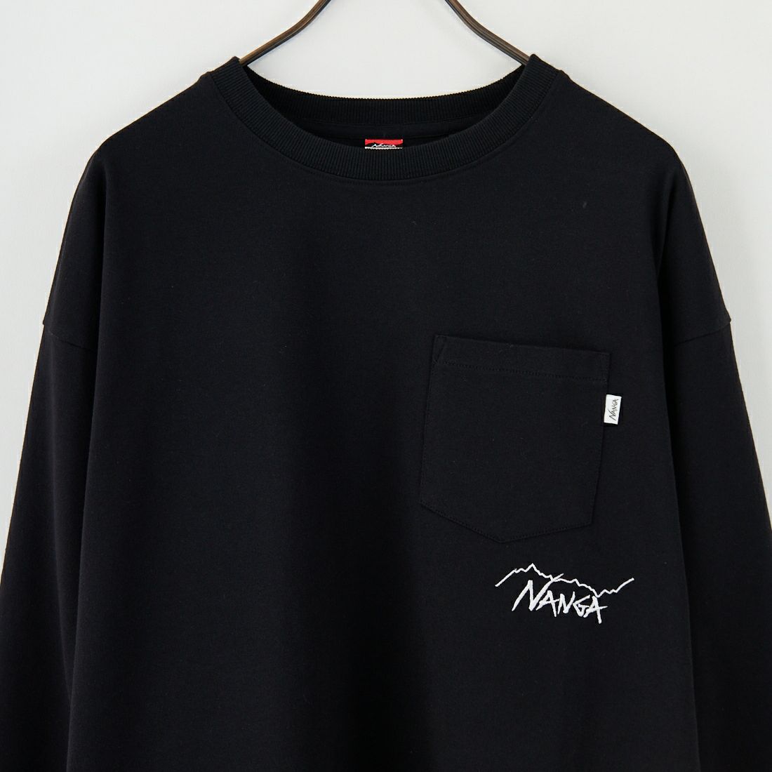 JEANSFACTORY × NANGA [ジーンズファクトリー × ナンガ] 別注 ドローコードポケット ロングスリーブTシャツ [NW2501-JF] BLACK