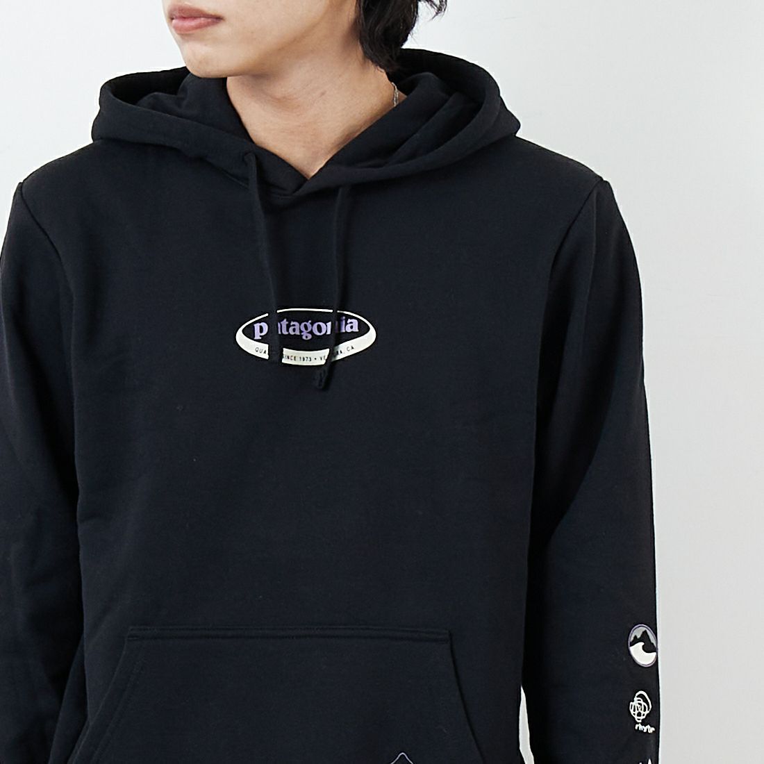 patagonia [パタゴニア] ロング ウェイ ラウンド アップライザル フーディ [39719] BLK &&モデル身長：179cm 着用サイズ：M&&