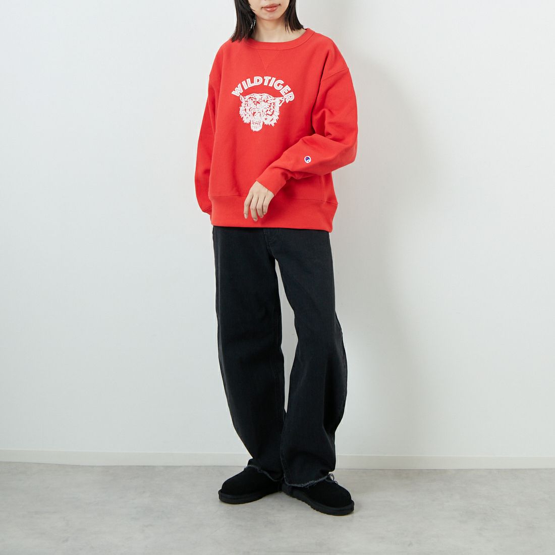 Champion [チャンピオン] リバースウィーブ(R) クルーネックスウェットシャツ [CW-C003] 170 ﾙﾋﾞｰﾚｯ &&モデル身長：162cm 着用サイズ：L&&
