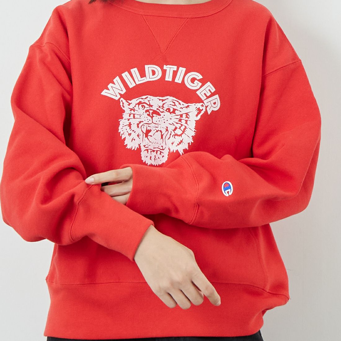 Champion [チャンピオン] リバースウィーブ(R) クルーネックスウェットシャツ [CW-C003] 170 ﾙﾋﾞｰﾚｯ &&モデル身長：162cm 着用サイズ：L&&