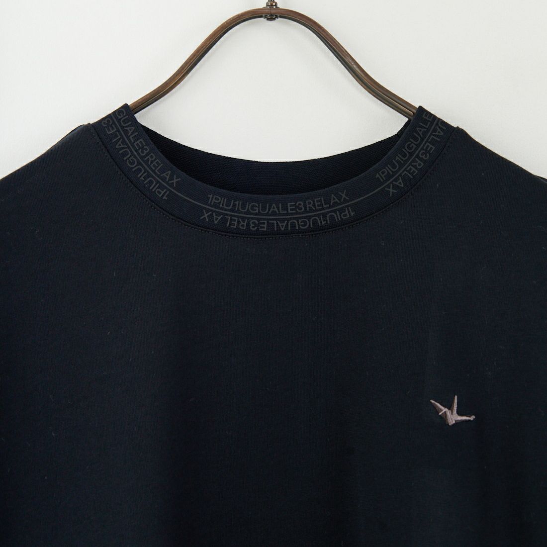 1PIU1UGUALE3 RELAX [ウノ ピゥ ウノ ウグァーレ トレ] ダブルロゴラインロングTシャツ [UST-25106] SN90 BLACK