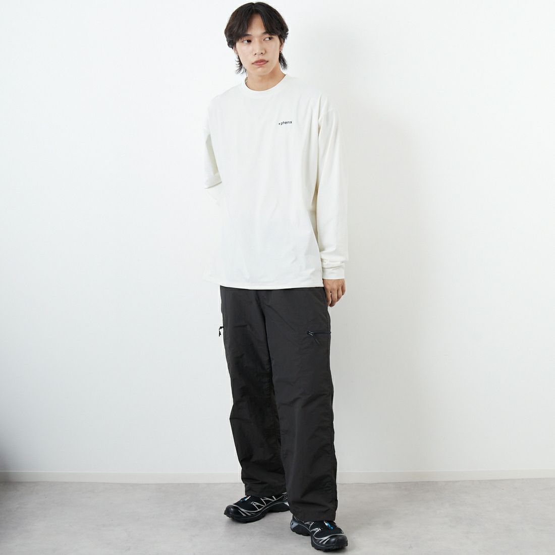 FCRB プラクティスシャツ　ロンT ワンポイント phenix [プラスフェニックス] 別注 ワンポイント刺繍ロゴ ドローコード