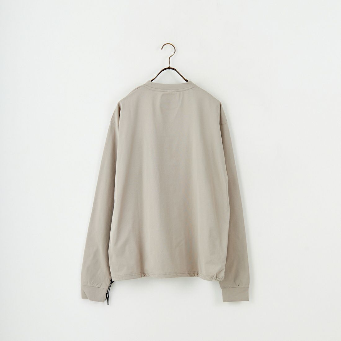 +phenix [プラスフェニックス] 別注 ワンポイント刺繍ロゴ ドローコードTシャツ [POT-25080IN-JF] GREIGE