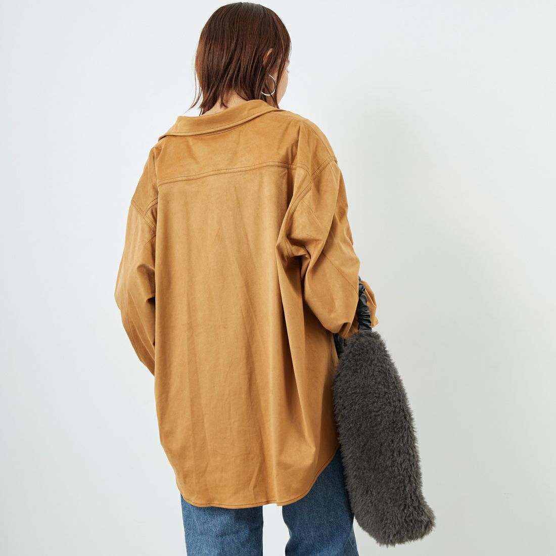 THE SHINZONE [ザ シンゾーン] スエードシャツ [25AMSBL03] 48 BROWN &&モデル身長：159cm 着用サイズ：F0&&