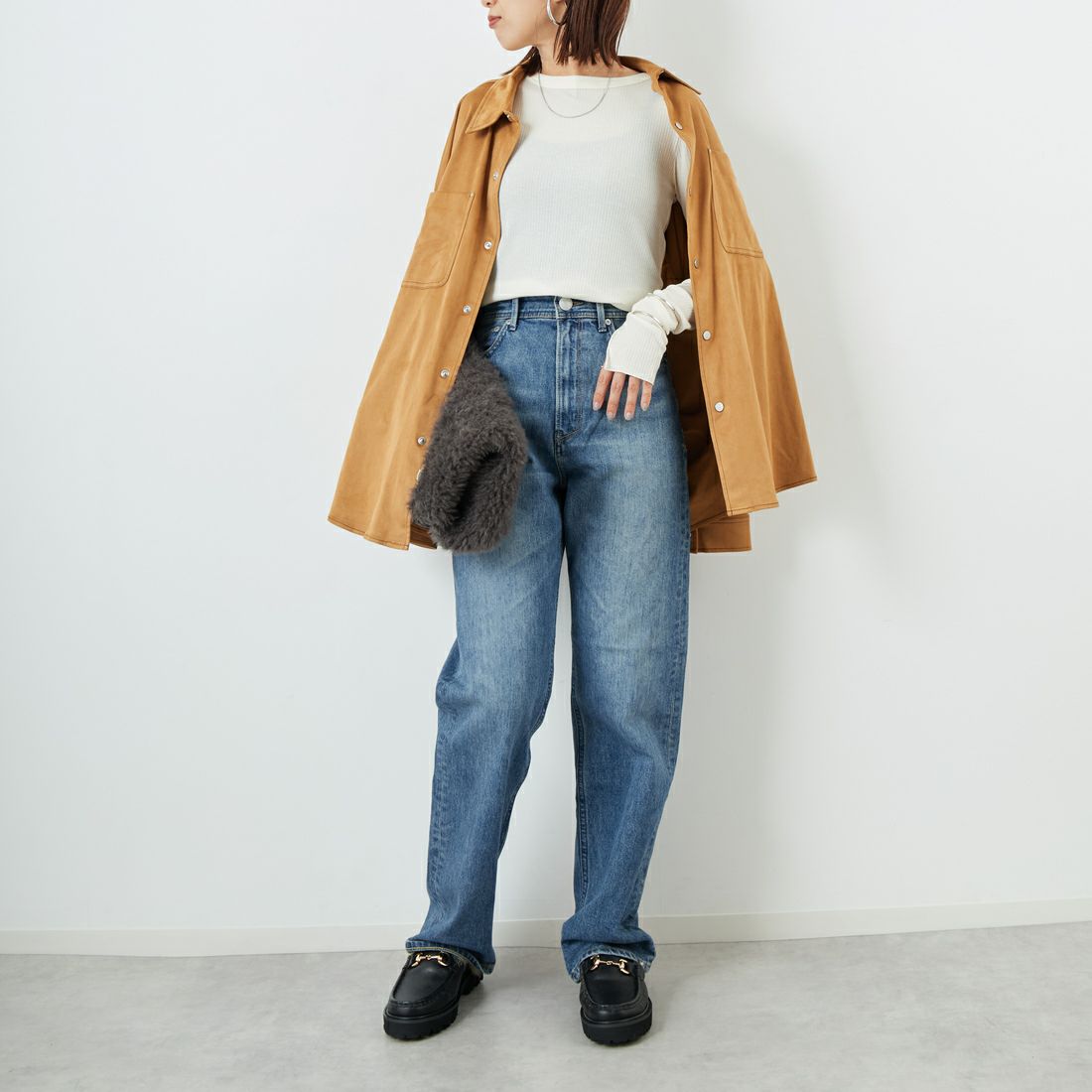 THE SHINZONE [ザ シンゾーン] スエードシャツ [25AMSBL03] 48 BROWN &&モデル身長：159cm 着用サイズ：F0&&