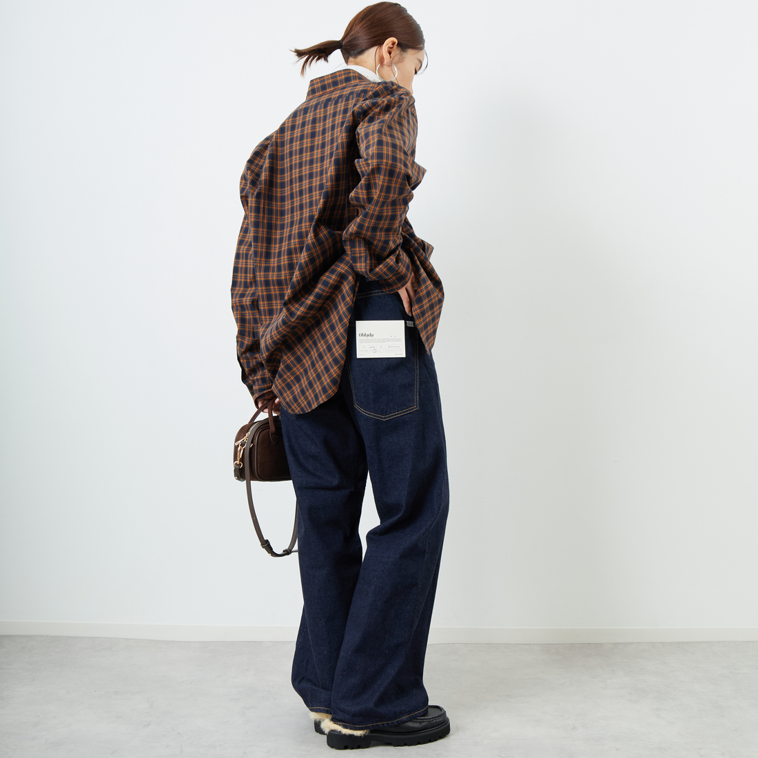 THE SHINZONE [ザ シンゾーン] ペックチェックシャツ [25AMSBL06] 85 NAVY &&モデル身長：159cm 着用サイズ：F0&&