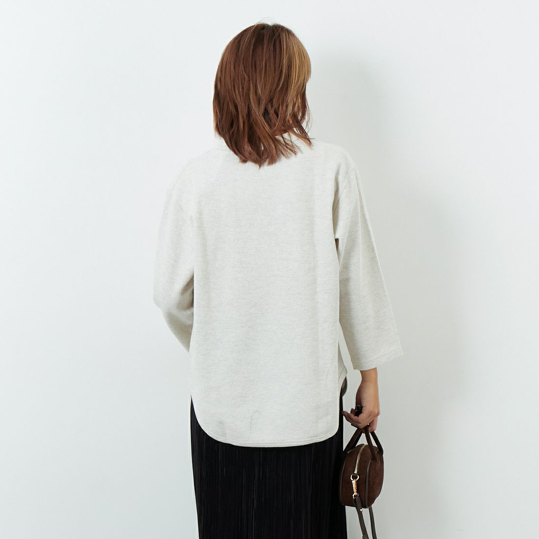 blurhms ROOTSTOCK [ブラームス ルーツストック] ラフ&スムース サーマルベースボールTシャツ [BROOTS24F31F25] 02 H.OATME &&モデル身長：167cm 着用サイズ：0&&