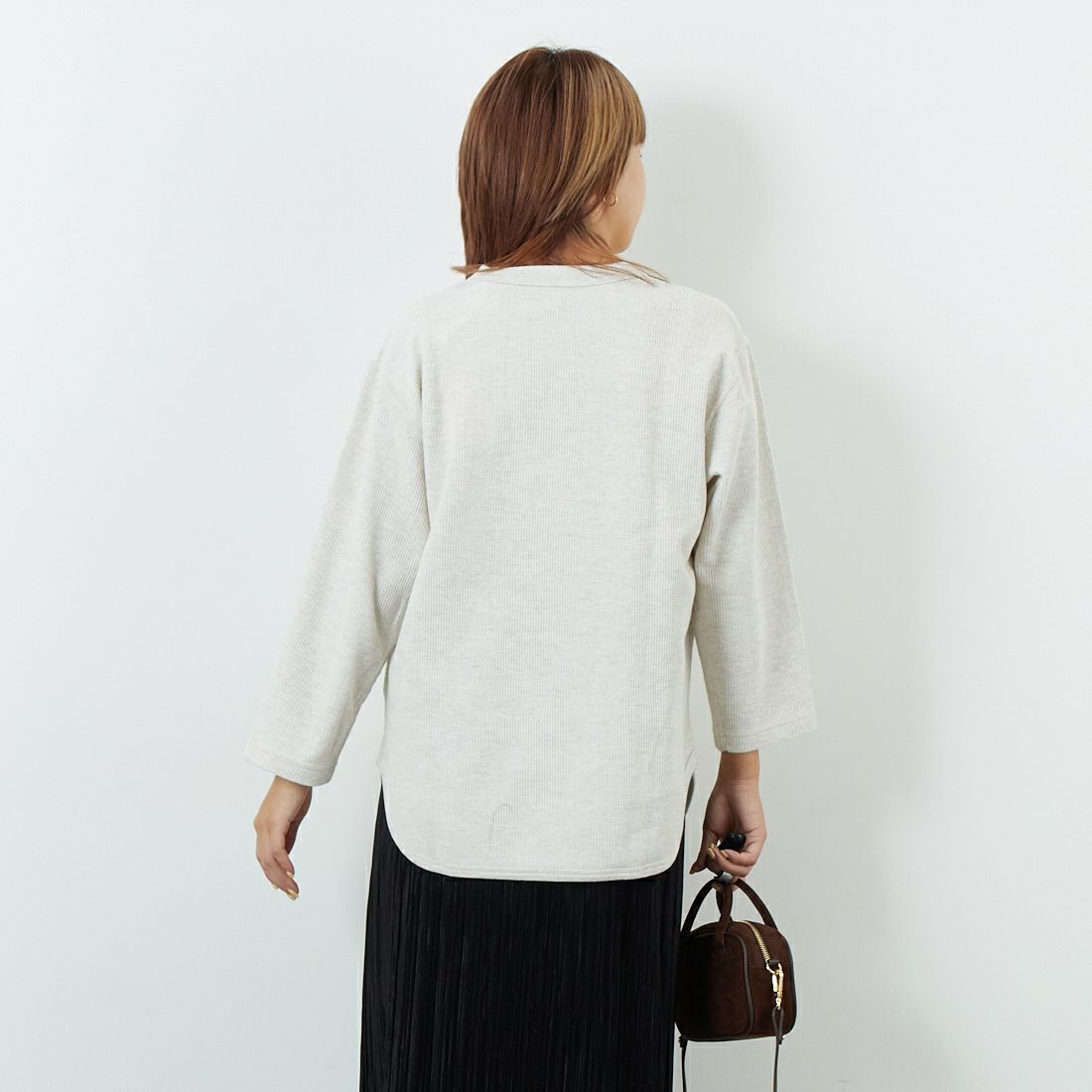 blurhms ROOTSTOCK [ブラームス ルーツストック] ラフ&スムース サーマルベースボールTシャツ [BROOTS24F31F25] 02 H.OATME &&モデル身長：167cm 着用サイズ：0&&