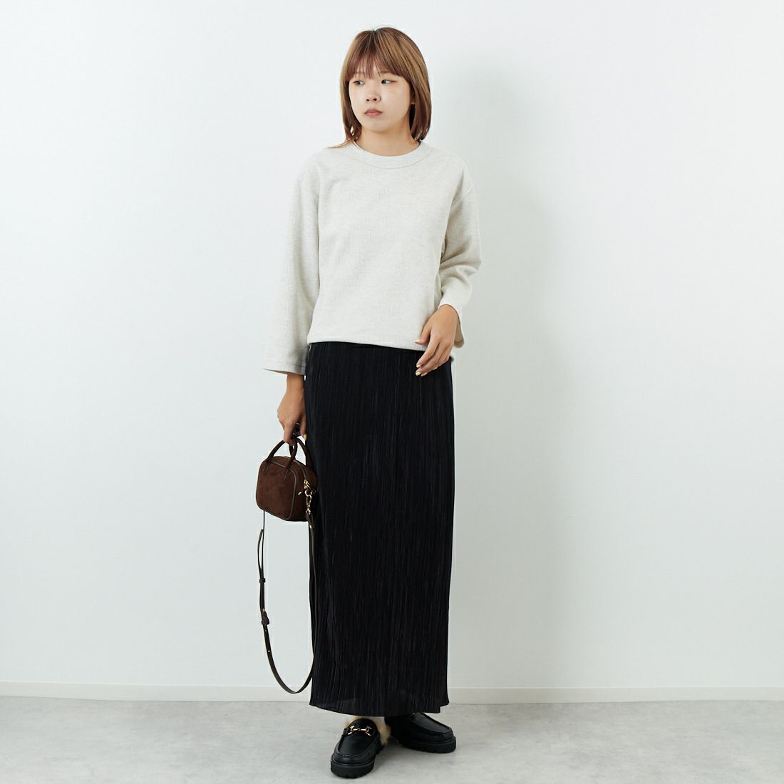 blurhms ROOTSTOCK [ブラームス ルーツストック] ラフ&スムース サーマルベースボールTシャツ [BROOTS24F31F25] 02 H.OATME &&モデル身長：167cm 着用サイズ：0&&