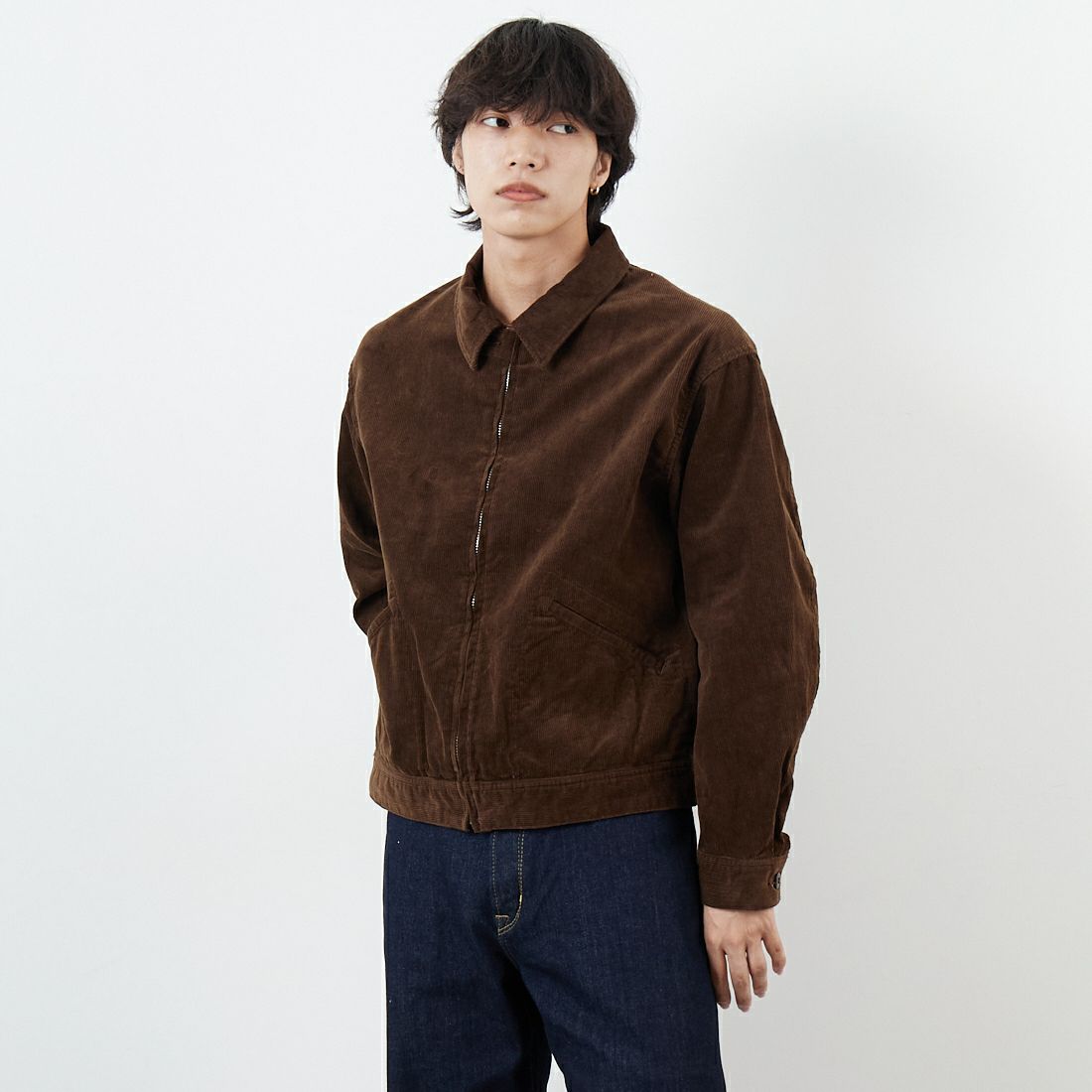 A VONTADE [アボンタージ] ジップワークジャケット [VTD-0565-JK-CD] 11 DK.BRN &&モデル身長：179cm 着用サイズ：M&&