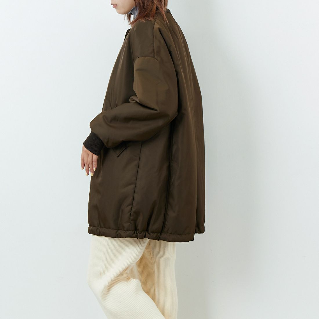 TICCA [ティッカ] ミドルMA-1ジャケット [TBEA-052] BROWN &&モデル身長：167cm 着用サイズ：F&&
