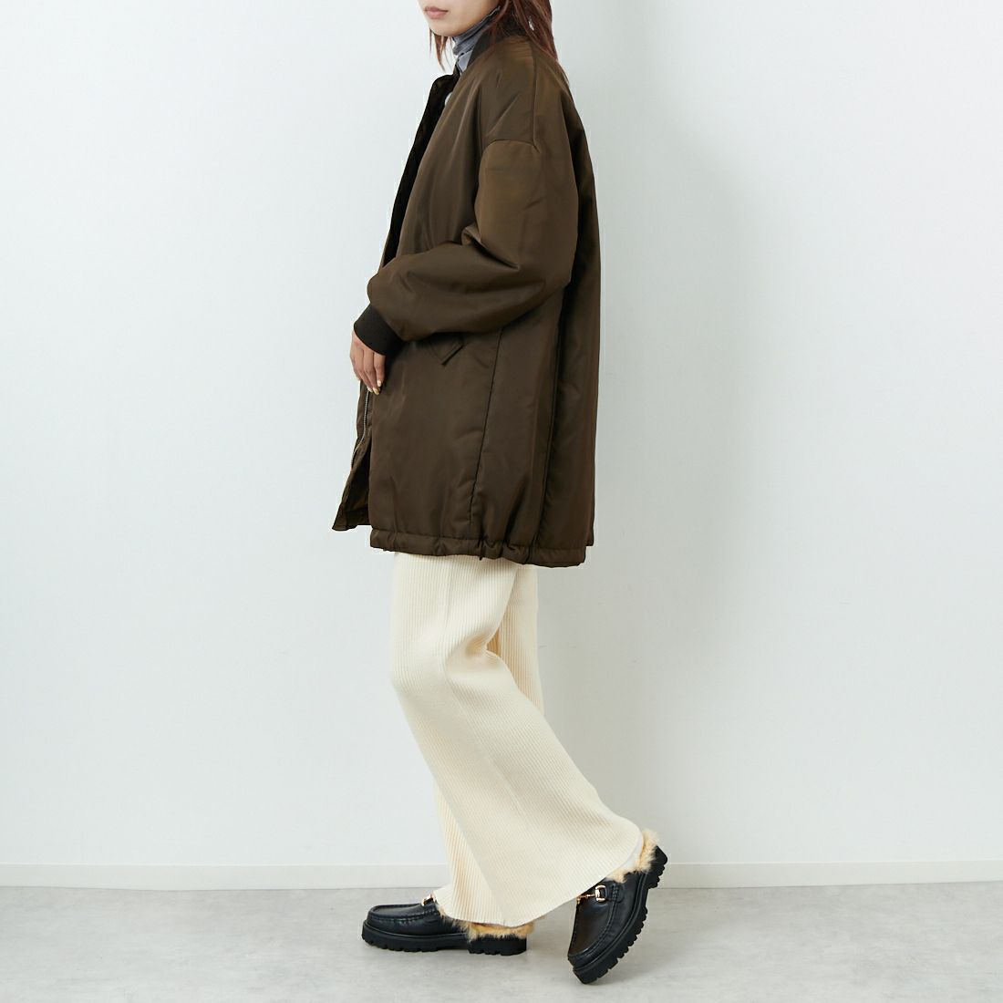 TICCA [ティッカ] ミドルMA-1ジャケット [TBEA-052] BROWN &&モデル身長：167cm 着用サイズ：F&&