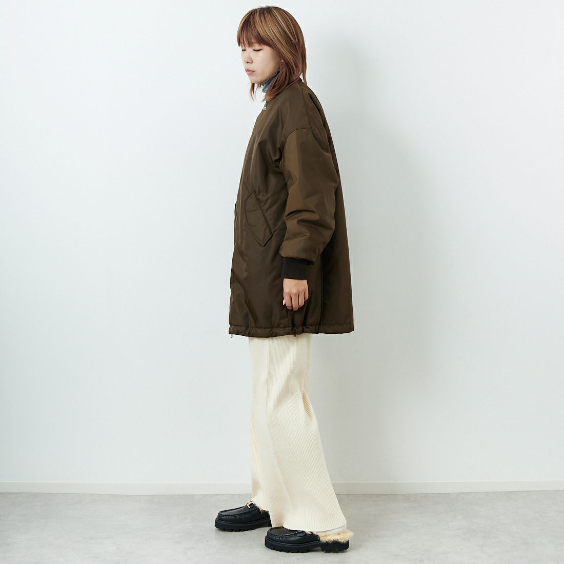 TICCA [ティッカ] ミドルMA-1ジャケット [TBEA-052] BROWN &&モデル身長：167cm 着用サイズ：F&&