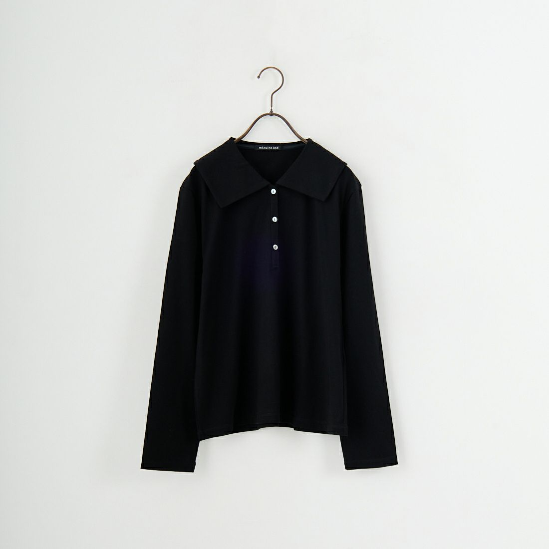 mizuiro ind [ミズイロインド] ワイドカラーポロシャツ [3-210053] 99 BLACK