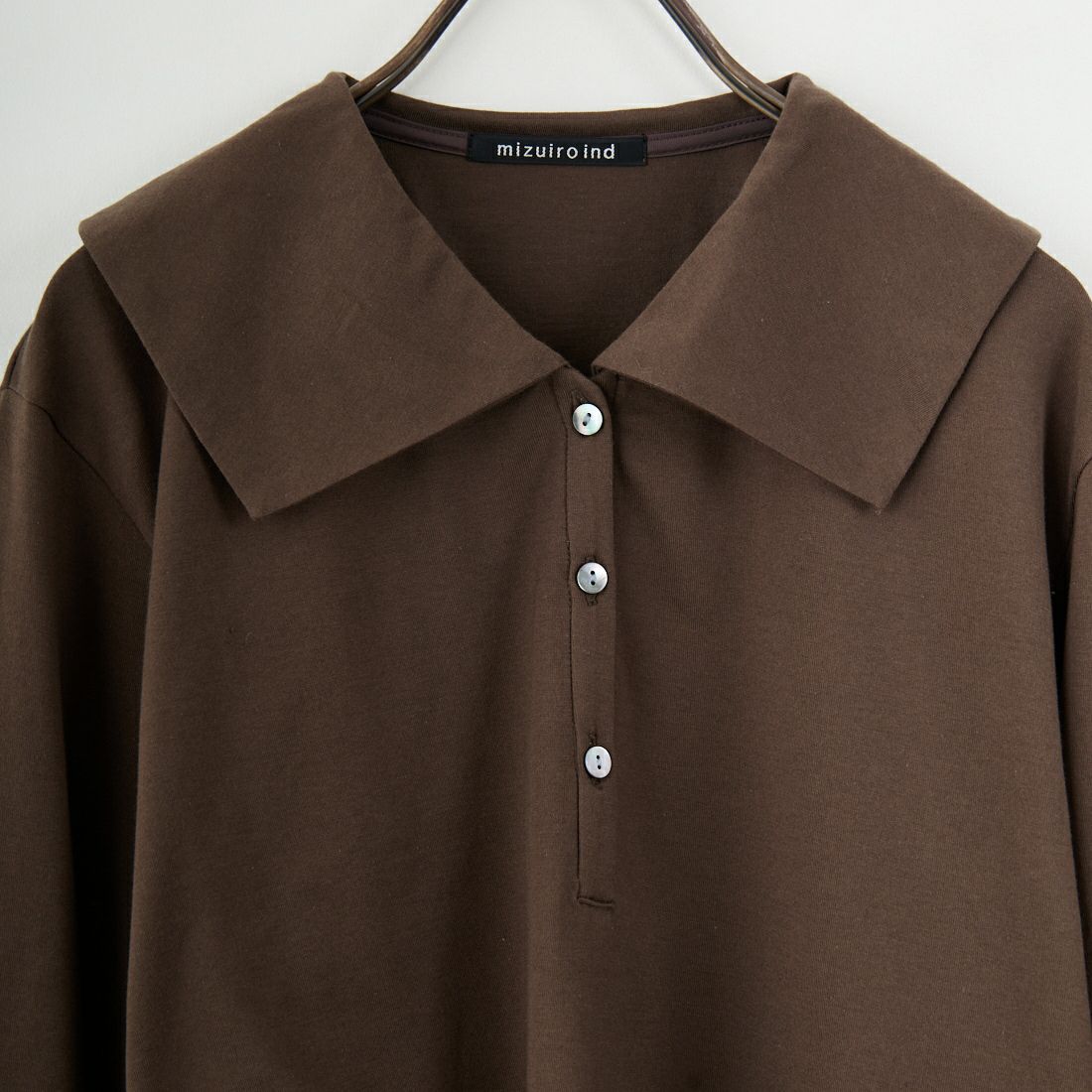 mizuiro ind [ミズイロインド] ワイドカラーポロシャツ [3-210053] 45 D.BROWN
