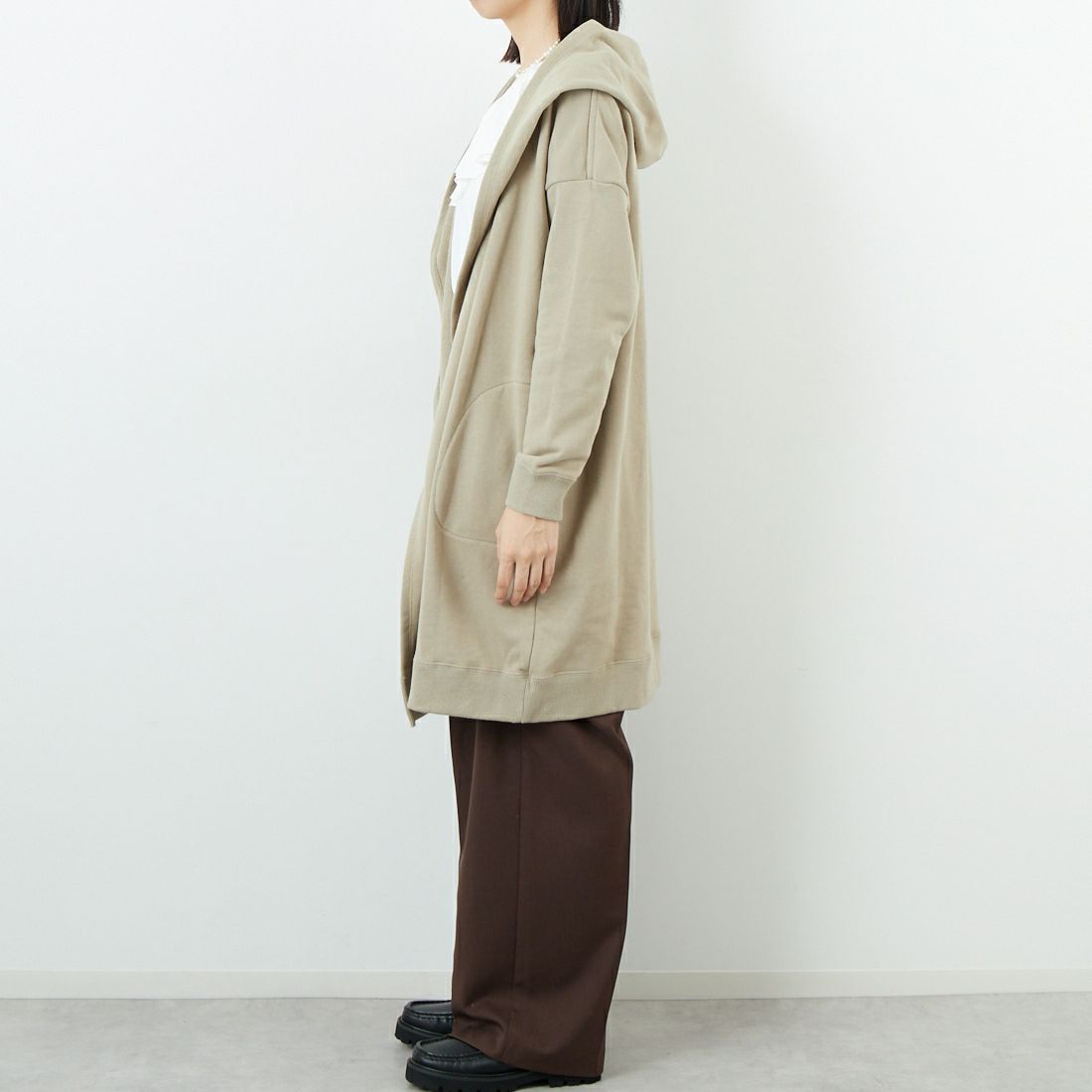 soil [ソイル] コームドコットンフレンチテリー フーデッドカーディガン [GNSL25543] 9400 GREYB &&モデル身長：162cm 着用サイズ：F&&