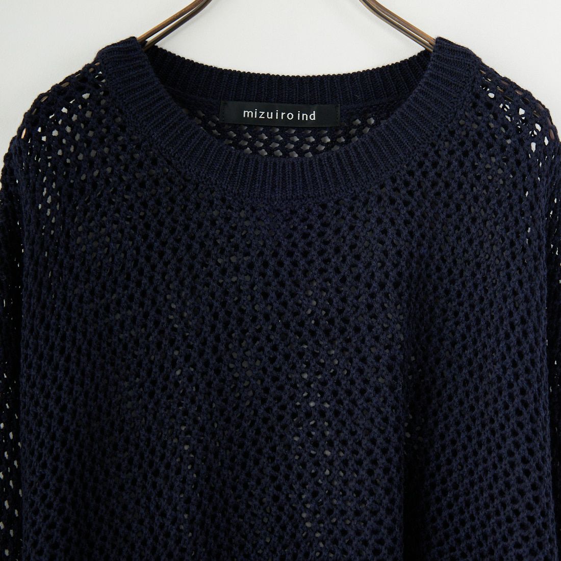 mizuiro ind [ミズイロインド] メッシュクルーネックプルオーバー [3-220093] 99 BLACK