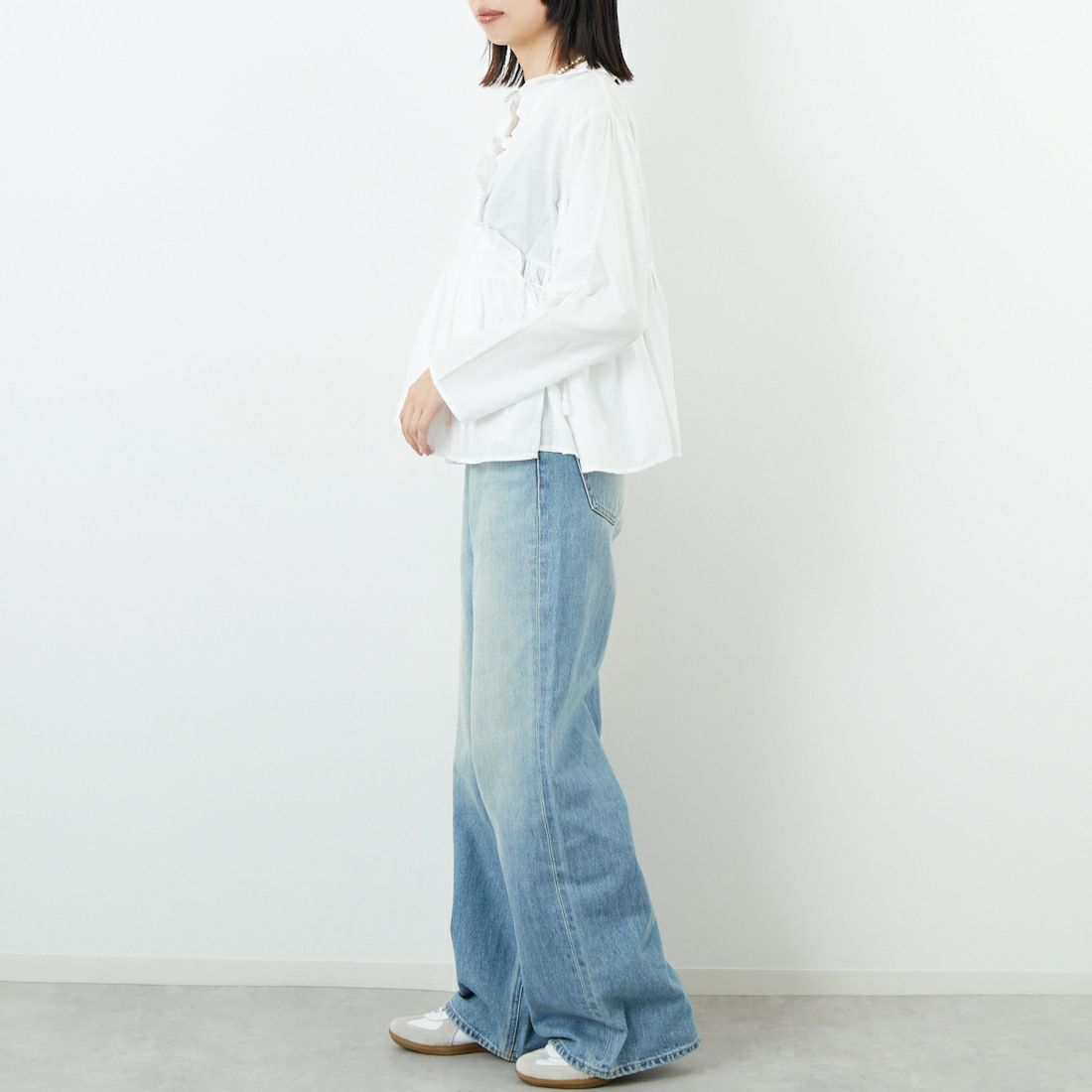 soil [ソイル] ツイルコットンカディプレインカシュクール [INMDS25701W] 9000 WHITE &&モデル身長：162cm 着用サイズ：1&&