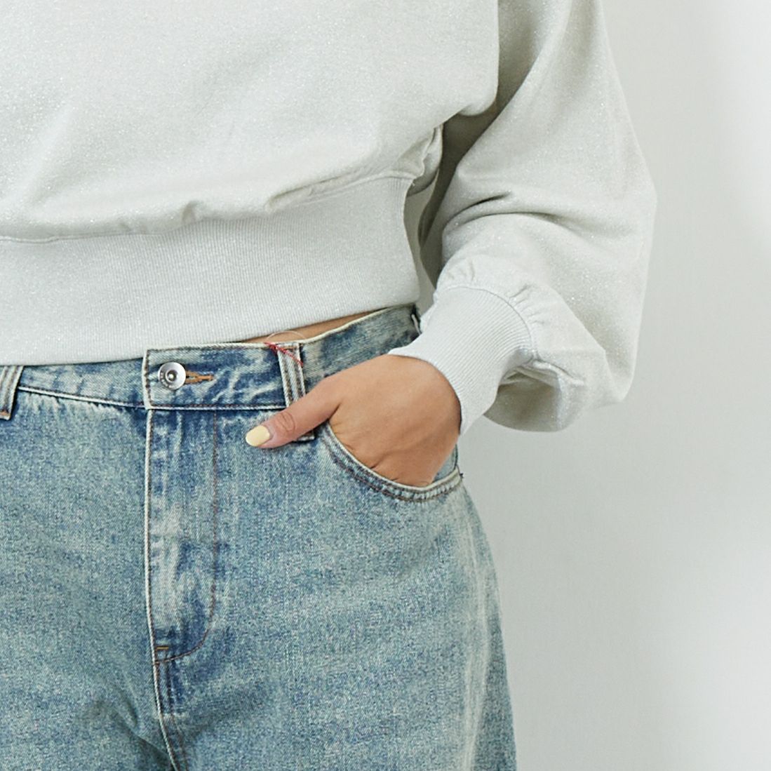 MAISON SPECIAL [メゾンスペシャル] コクーンカーブデニム [21252465704] BLU &&モデル身長：167cm 着用サイズ：38&&