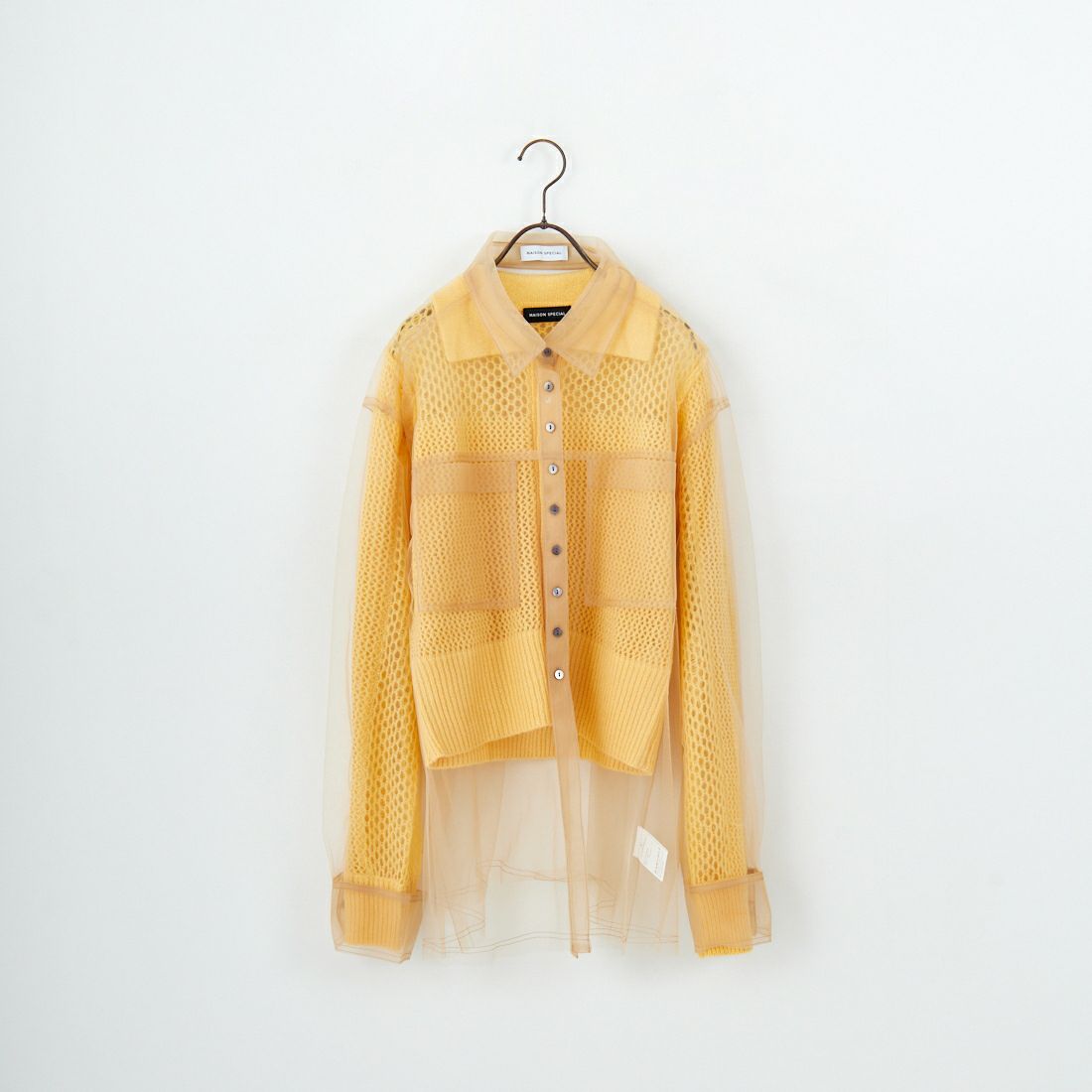MAISON SPECIAL [メゾンスペシャル] チュールシャツレイヤードポロニットカーディガン [21252366005] YEL