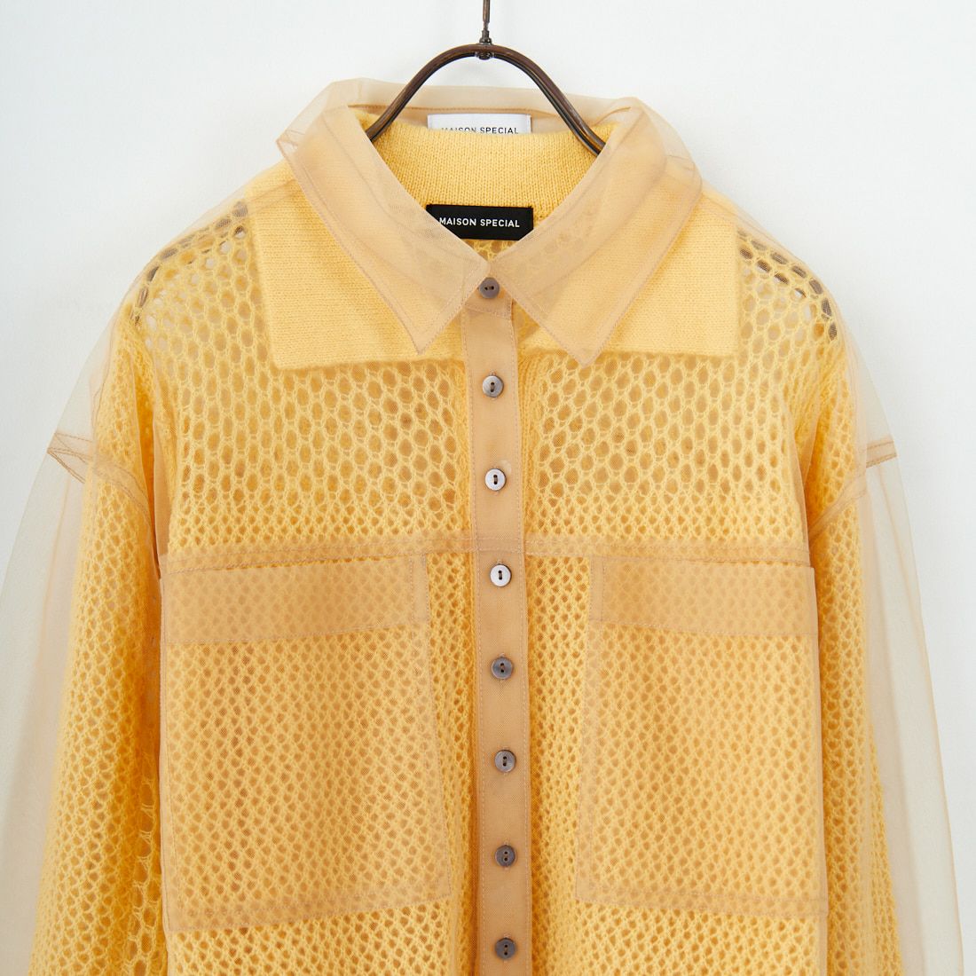 MAISON SPECIAL [メゾンスペシャル] チュールシャツレイヤードポロニットカーディガン [21252366005] YEL