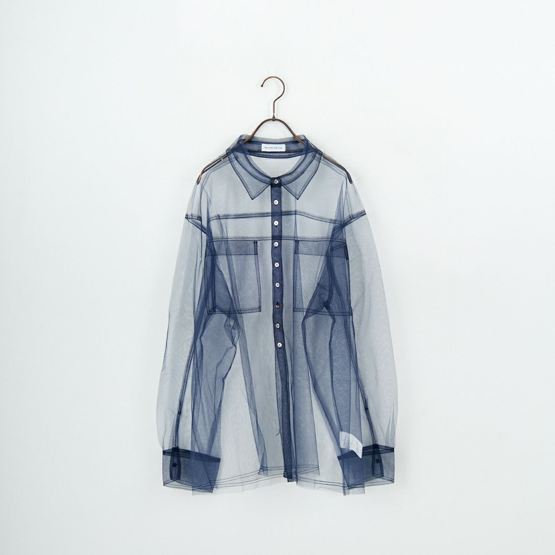 MAISON SPECIAL [メゾンスペシャル] チュールシャツレイヤードポロニットカーディガン [21252366005] BLK