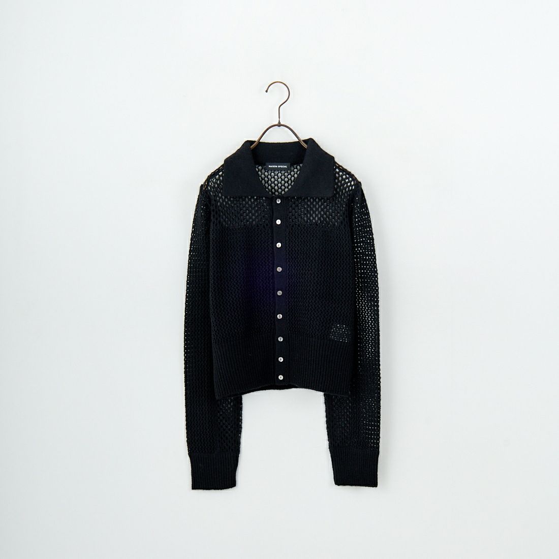 MAISON SPECIAL [メゾンスペシャル] チュールシャツレイヤードポロニットカーディガン [21252366005] BLK