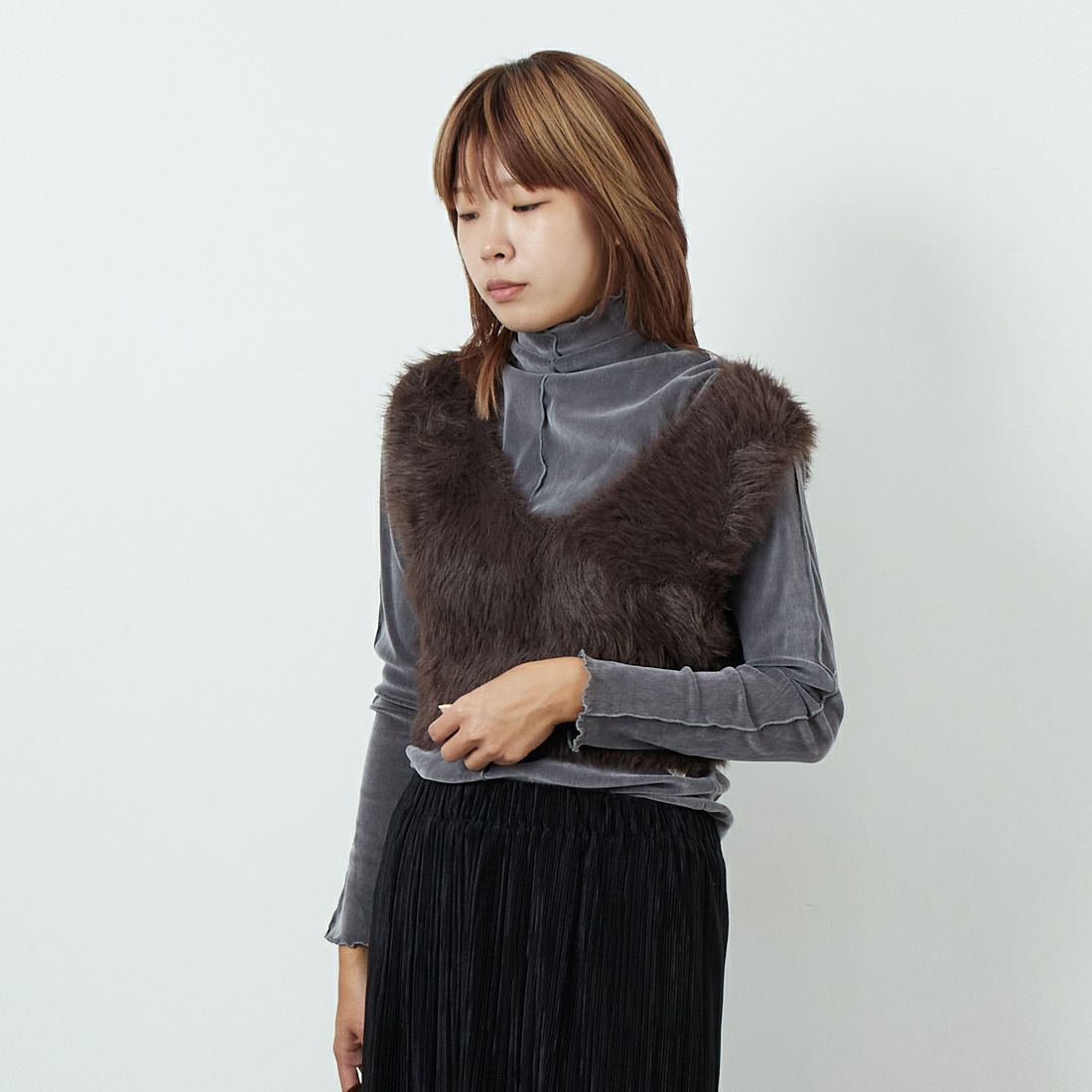 DIGNITE COLLIER [ディニテコリエ] フェザーニットベスト [80256024