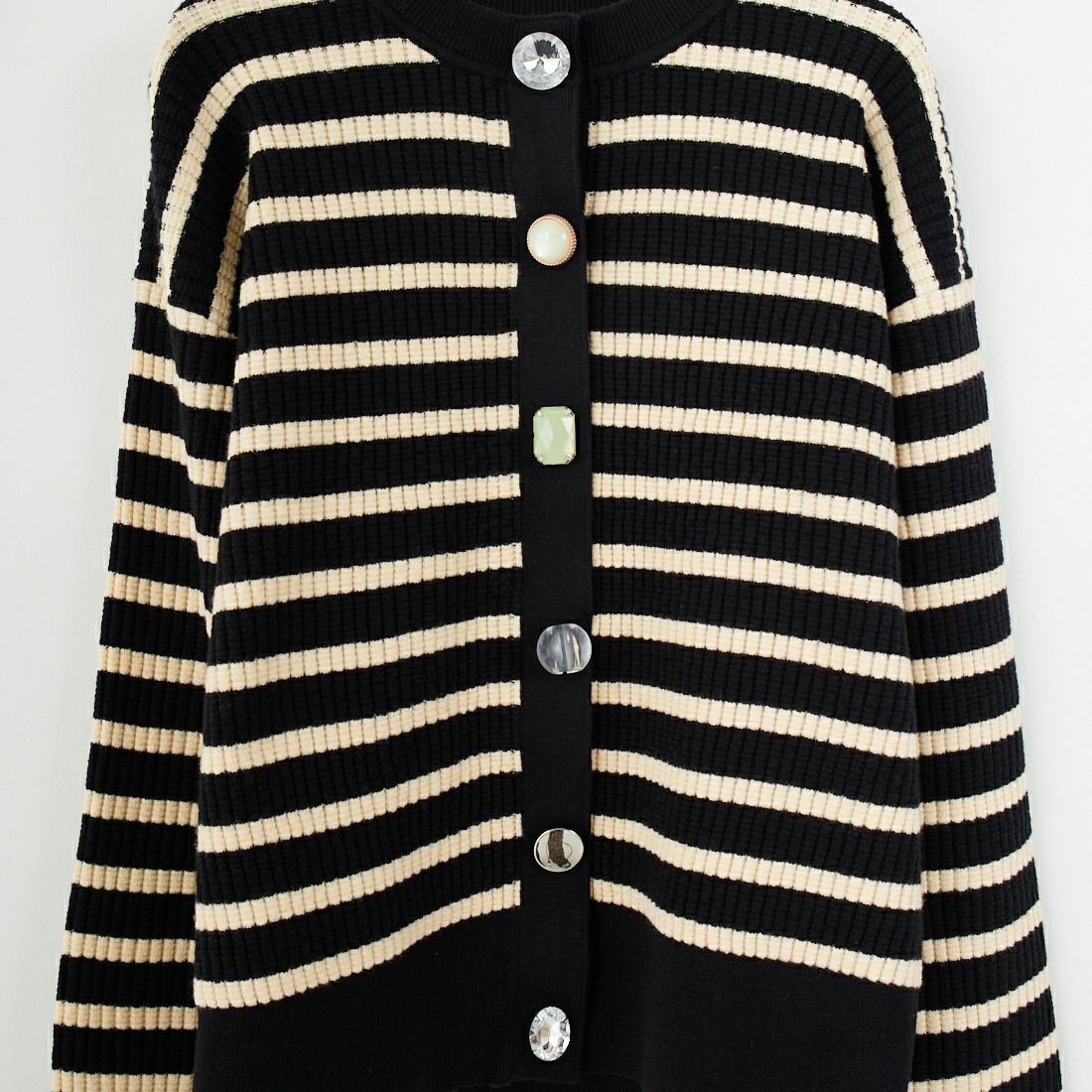 TORRAZZO DONNA [トラッゾドンナ] ビジューニットカーディガン [6262-682] 19 BLK/IVR