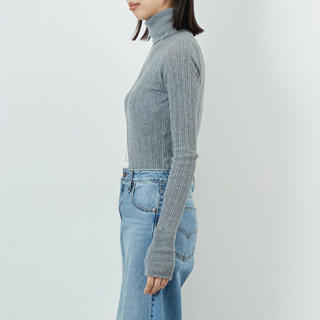 tumugu: [ツムグ] ランダムリブタートルネックニット [TK9408A] 86 STEAL G &&モデル身長：162cm 着用サイズ：F&&