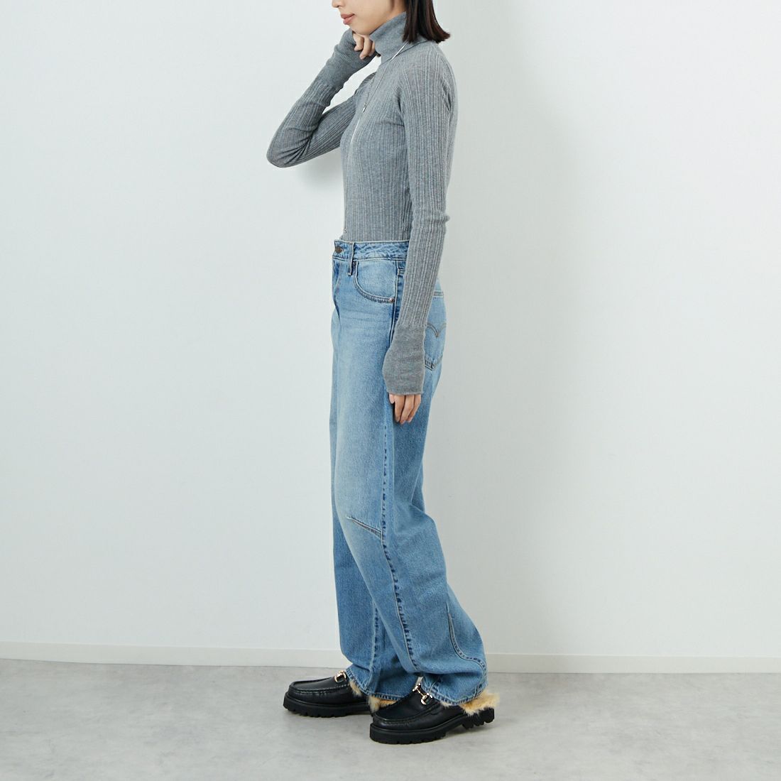 tumugu: [ツムグ] ランダムリブタートルネックニット [TK9408A] 86 STEAL G &&モデル身長：162cm 着用サイズ：F&&