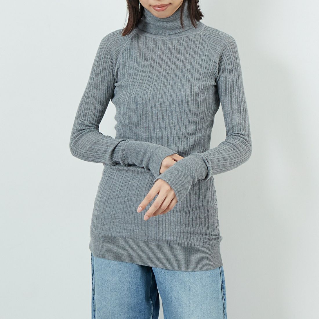 tumugu: [ツムグ] ランダムリブタートルネックニット [TK9408A] 86 STEAL G &&モデル身長：162cm 着用サイズ：F&&