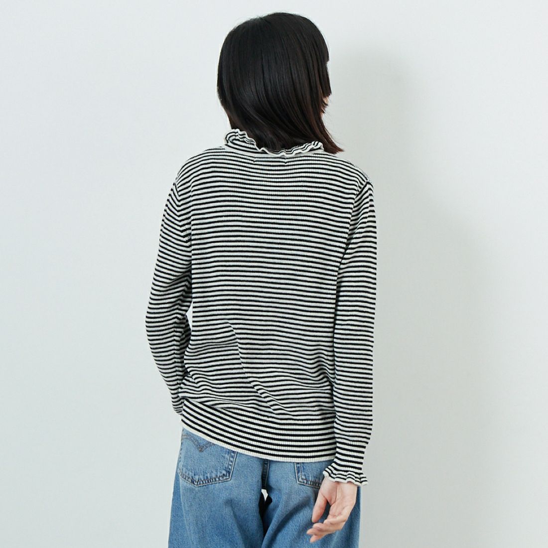 tumugu: [ツムグ] ランダムリブハイネックニット [TK19303B] 9L BORDER &&モデル身長：162cm 着用サイズ：F&&