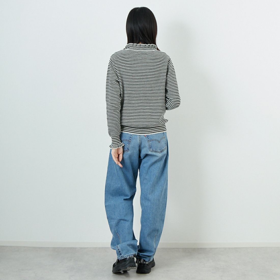 tumugu: [ツムグ] ランダムリブハイネックニット [TK19303B] 9L BORDER &&モデル身長：162cm 着用サイズ：F&&