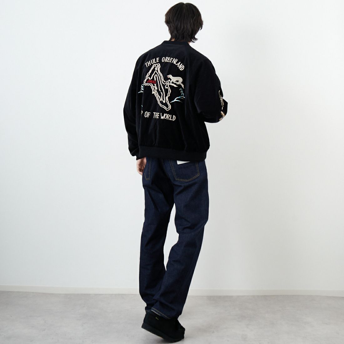 THRIFTY LOOK [スリフティールック] グリーンランド スーベニアブルゾン [TL25F002] BLK VELOUR &&モデル身長：179cm 着用サイズ：L&&
