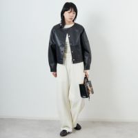 ◆MARGAUX◆マルゴーヴィンテージエコレザーライダースジャケット　ブラック ◇MARGAUX◇マルゴーヴィンテージエコレザーライダースジャケット