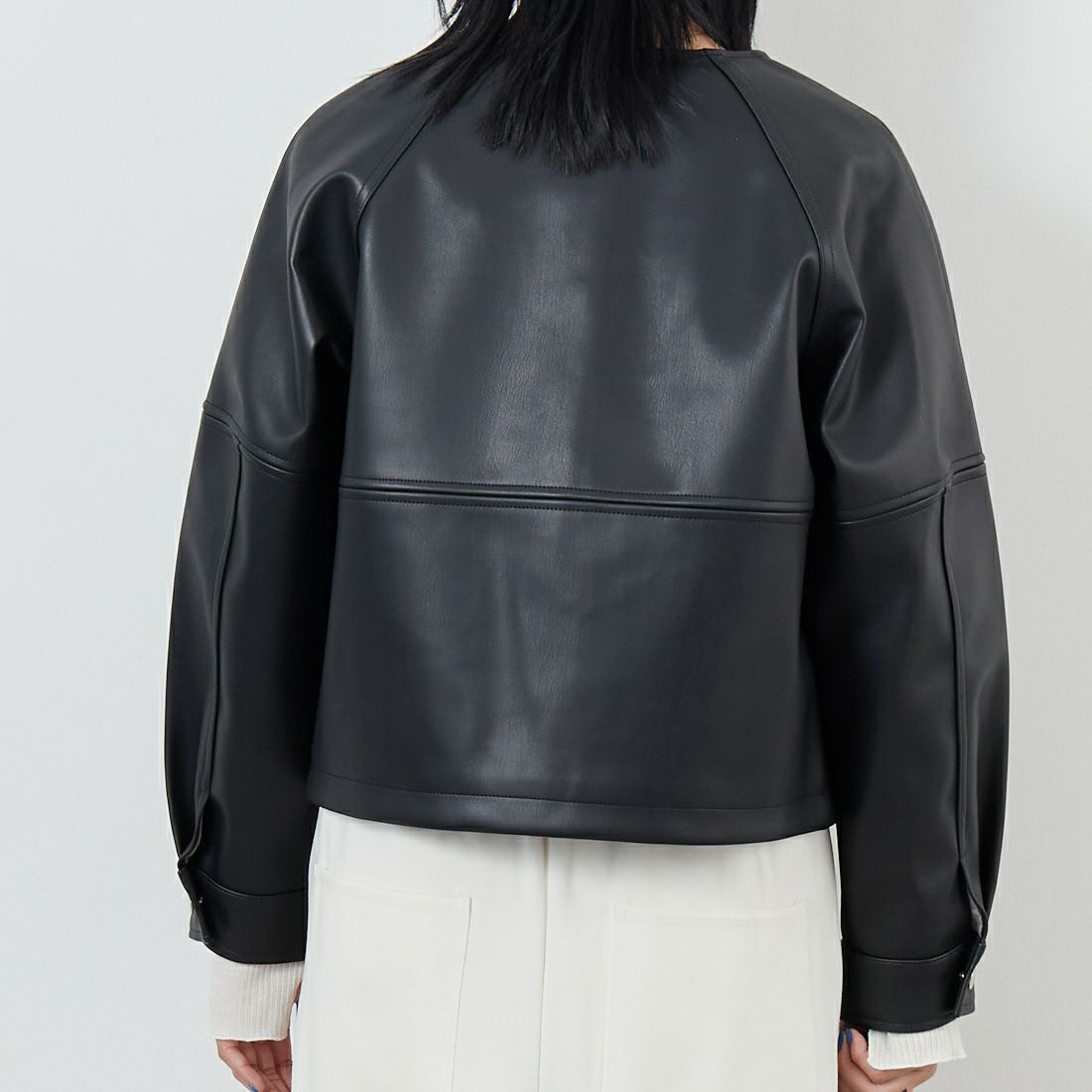 Margaux vintage [マルゴーヴィンテージ] フェイクレザーノーカラージャケット [MG-JK-25070-A] BLACK