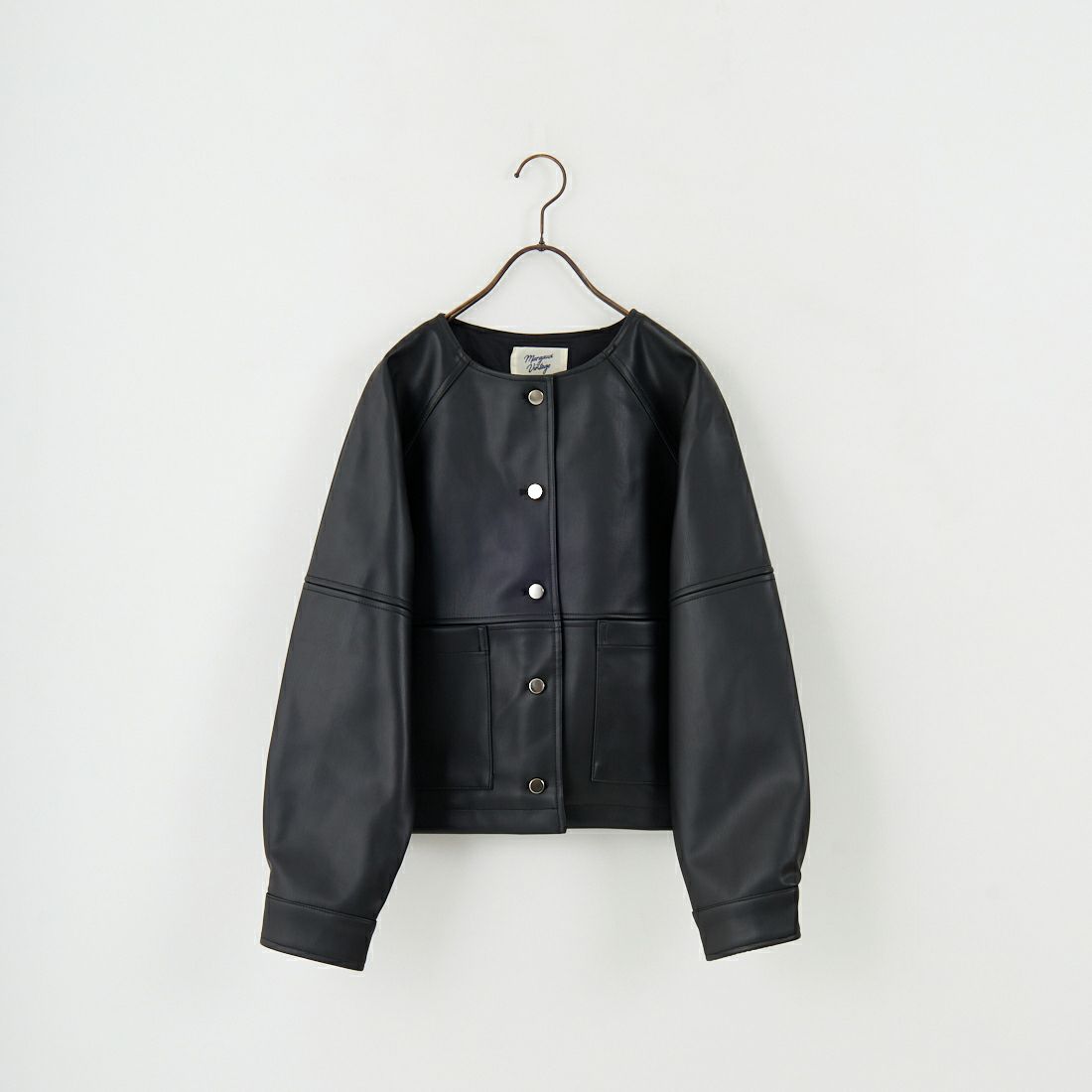 Margaux vintage [マルゴーヴィンテージ] フェイクレザーノーカラージャケット [MG-JK-25070-A] BLACK