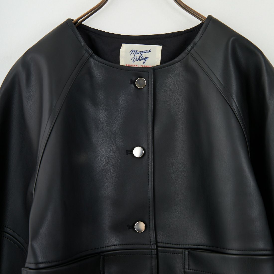 Margaux vintage [マルゴーヴィンテージ] フェイクレザーノーカラージャケット [MG-JK-25070-A] BLACK