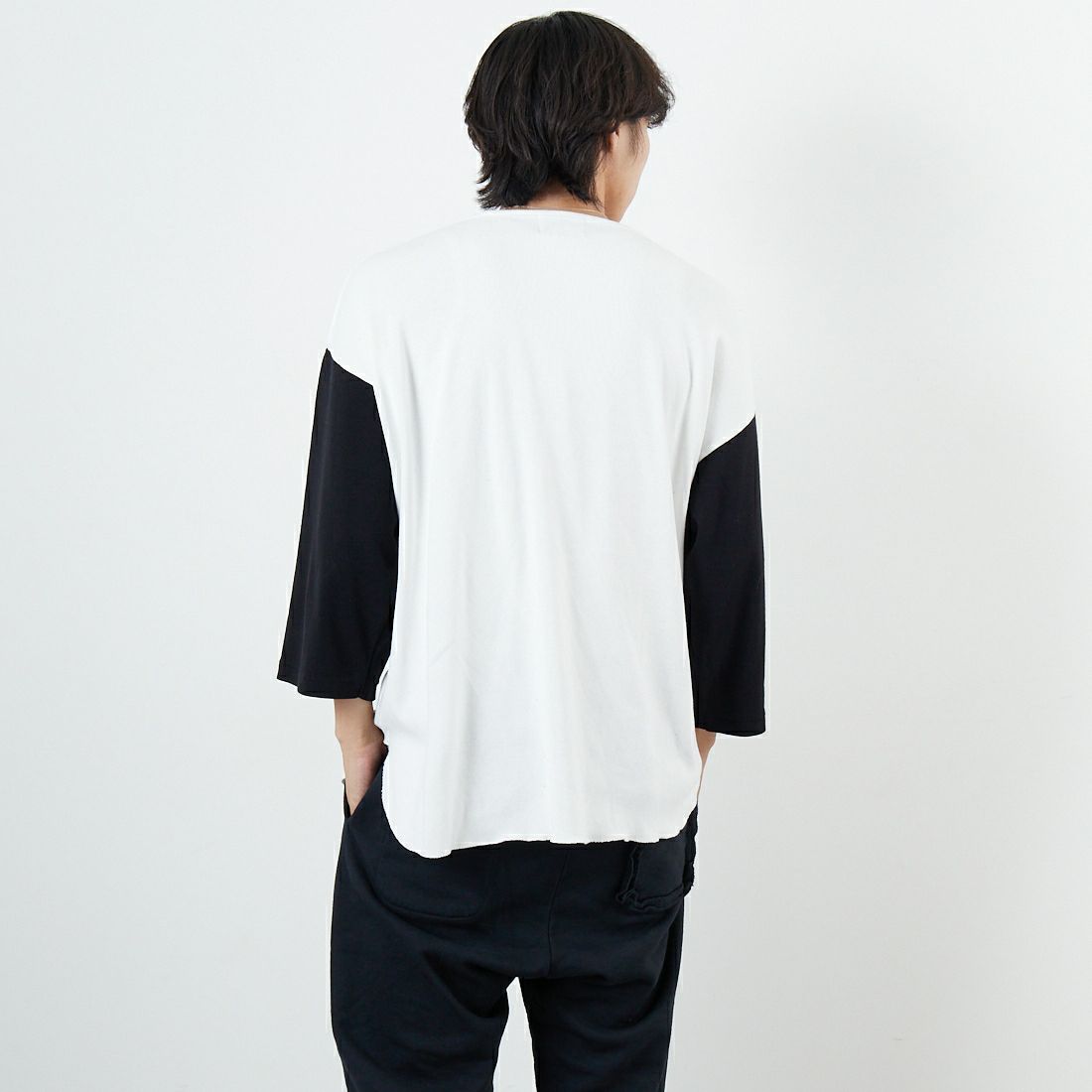 BOW WOW [バウワウ] ベースボールTシャツ [BW-BT] BLACK/WHIT &&モデル身長：179cm 着用サイズ：L&&