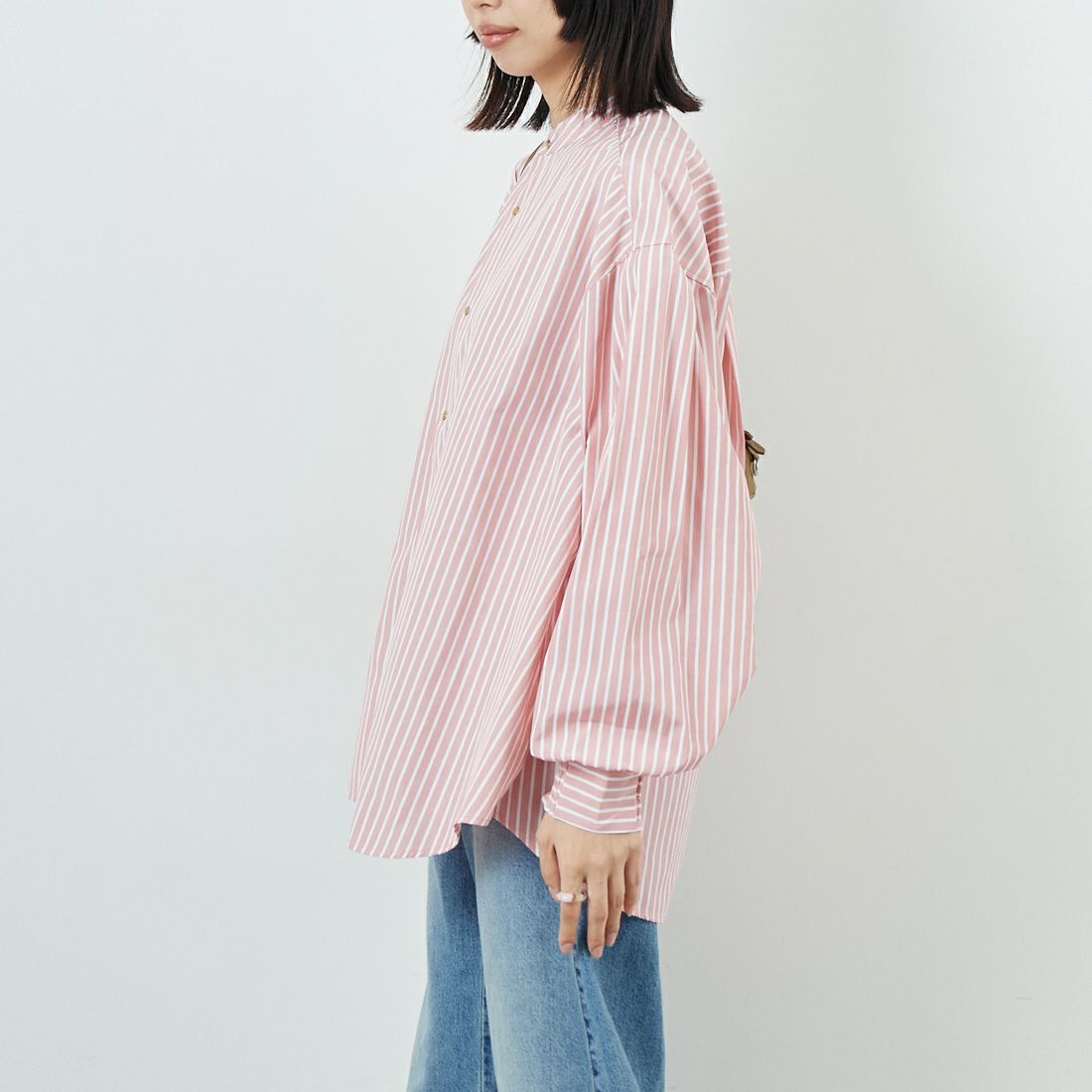 KHA:KI [カーキ] ゴールドドットシャツ [MIL25FBL3149] CORALSTRIP &&モデル身長：162cm 着用サイズ：1&&