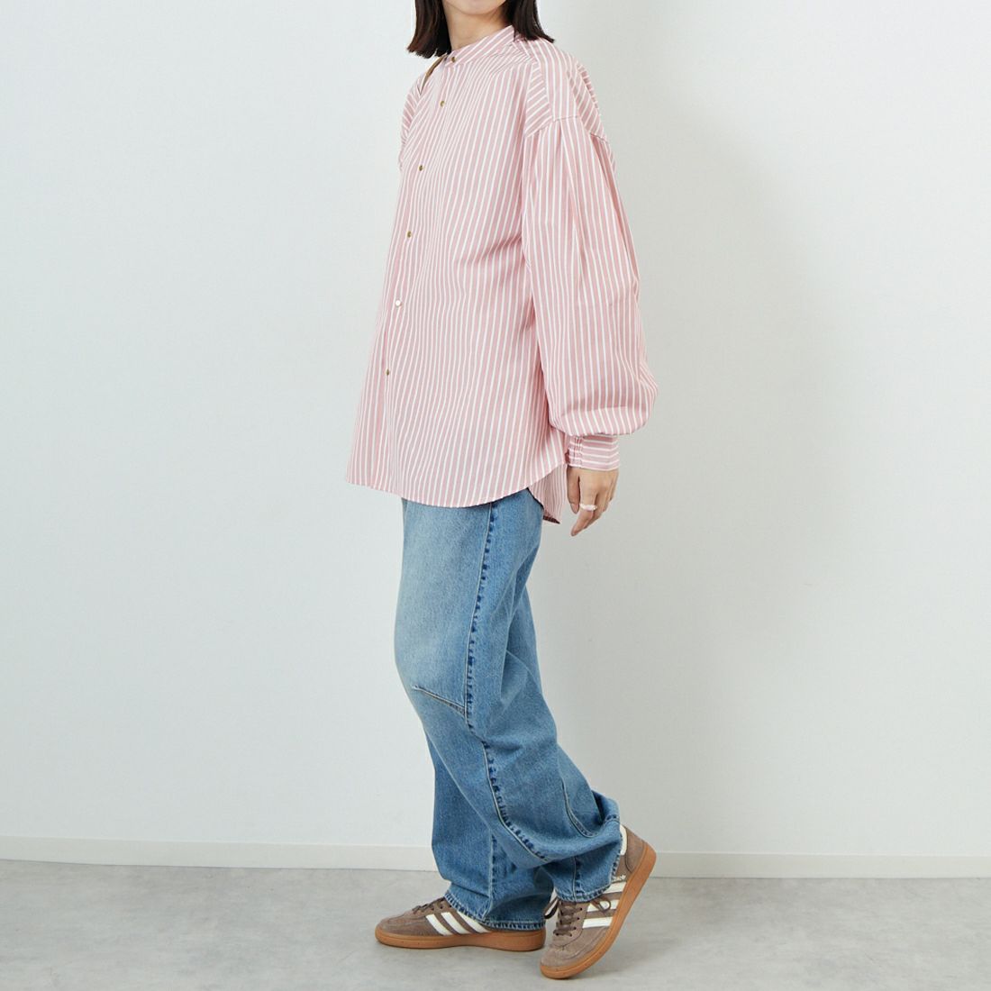 KHA:KI [カーキ] ゴールドドットシャツ [MIL25FBL3149] CORALSTRIP &&モデル身長：162cm 着用サイズ：1&&