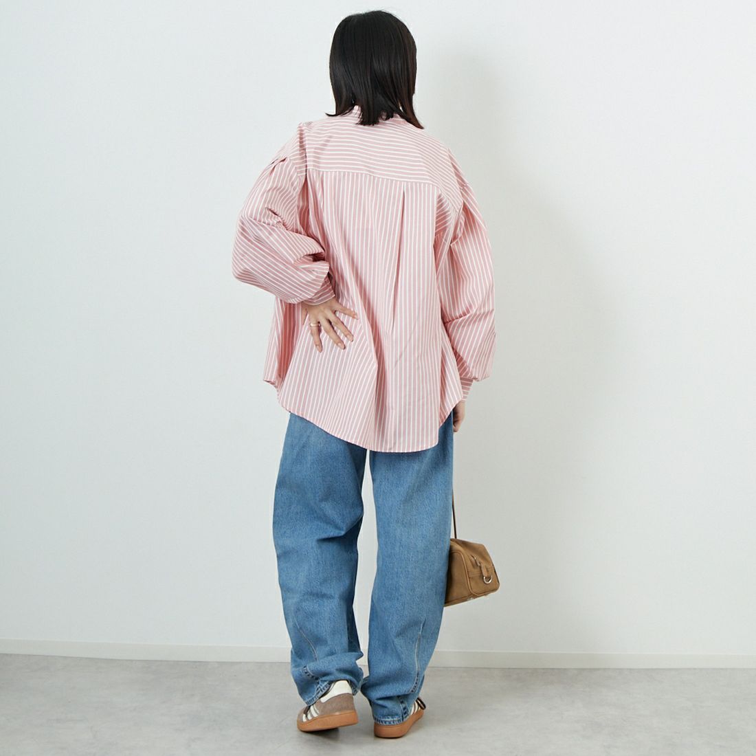 KHA:KI [カーキ] ゴールドドットシャツ [MIL25FBL3149] CORALSTRIP &&モデル身長：162cm 着用サイズ：1&&