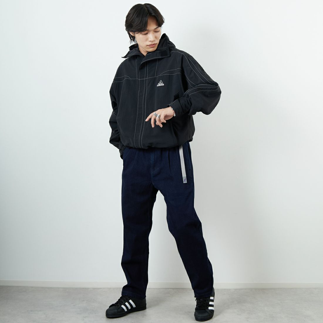 GRAMiCCi [グラミチ] 別注 ストレッチデニム エブリデイパンツ [GUP5-F1023-JF] ONE WASH &&モデル身長：179cm 着用サイズ：L&&