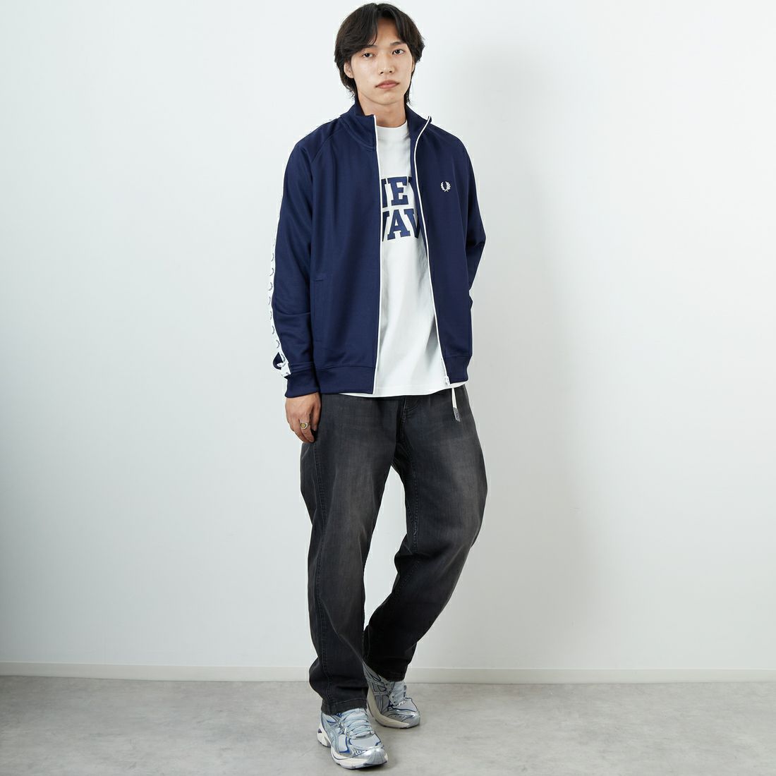 GRAMiCCi [グラミチ] 別注 ストレッチデニム エブリデイパンツ [GUP5-F1023-JF] BLK USED &&モデル身長：179cm 着用サイズ：L&&