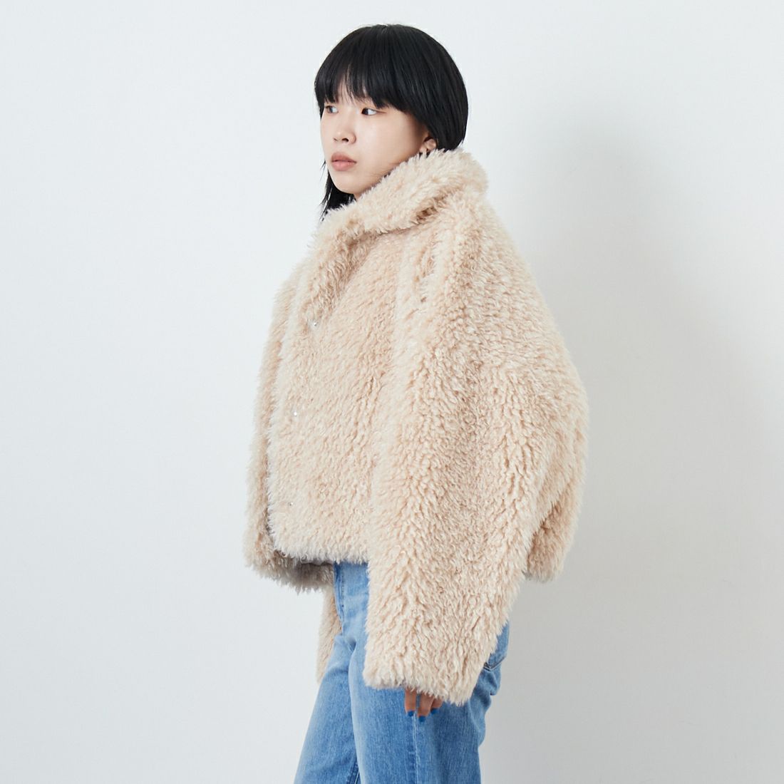 Jeans Factory Clothes [ジーンズファクトリークローズ] プードルファーショートブルゾン [330024] 103 ｱｲﾎﾞﾘｰ &&モデル身長：167cm 着用サイズ：F&&
