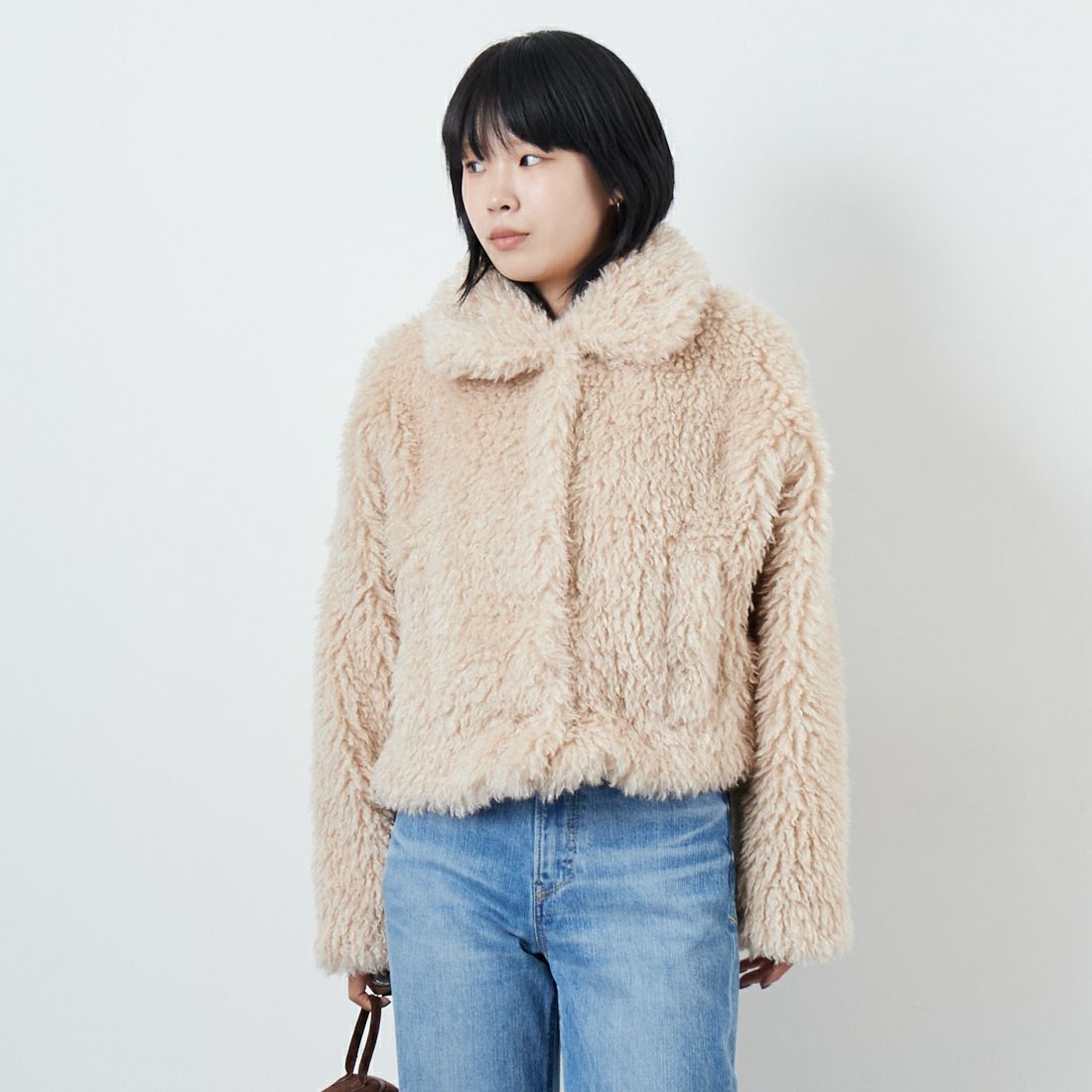 Jeans Factory Clothes [ジーンズファクトリークローズ] プードルファーショートブルゾン [330024] 103 ｱｲﾎﾞﾘｰ &&モデル身長：167cm 着用サイズ：F&&
